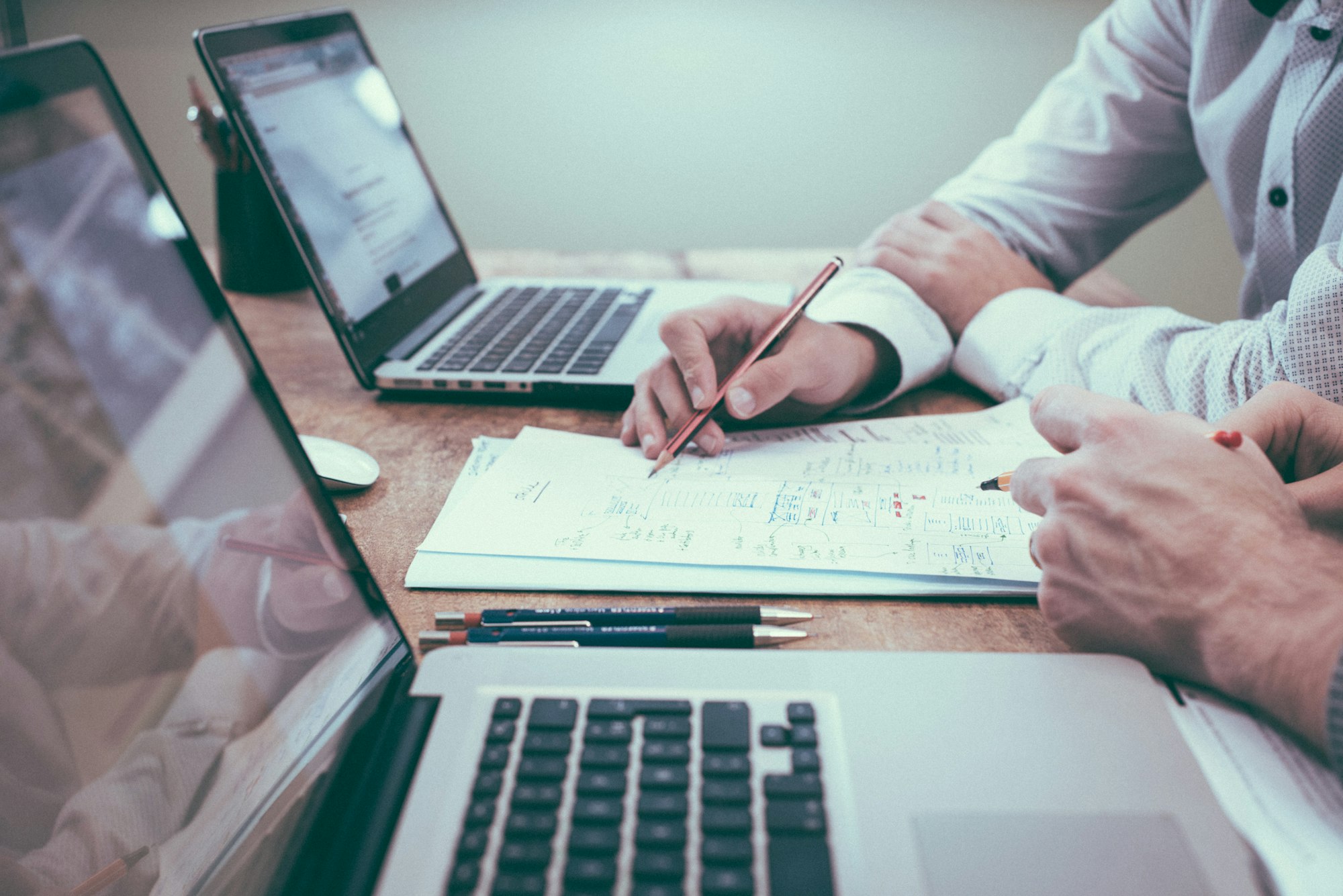 Business desk with documents and commercial planning